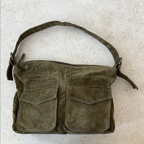 Women’s Olive Suede Bag - Picture 2 of 3